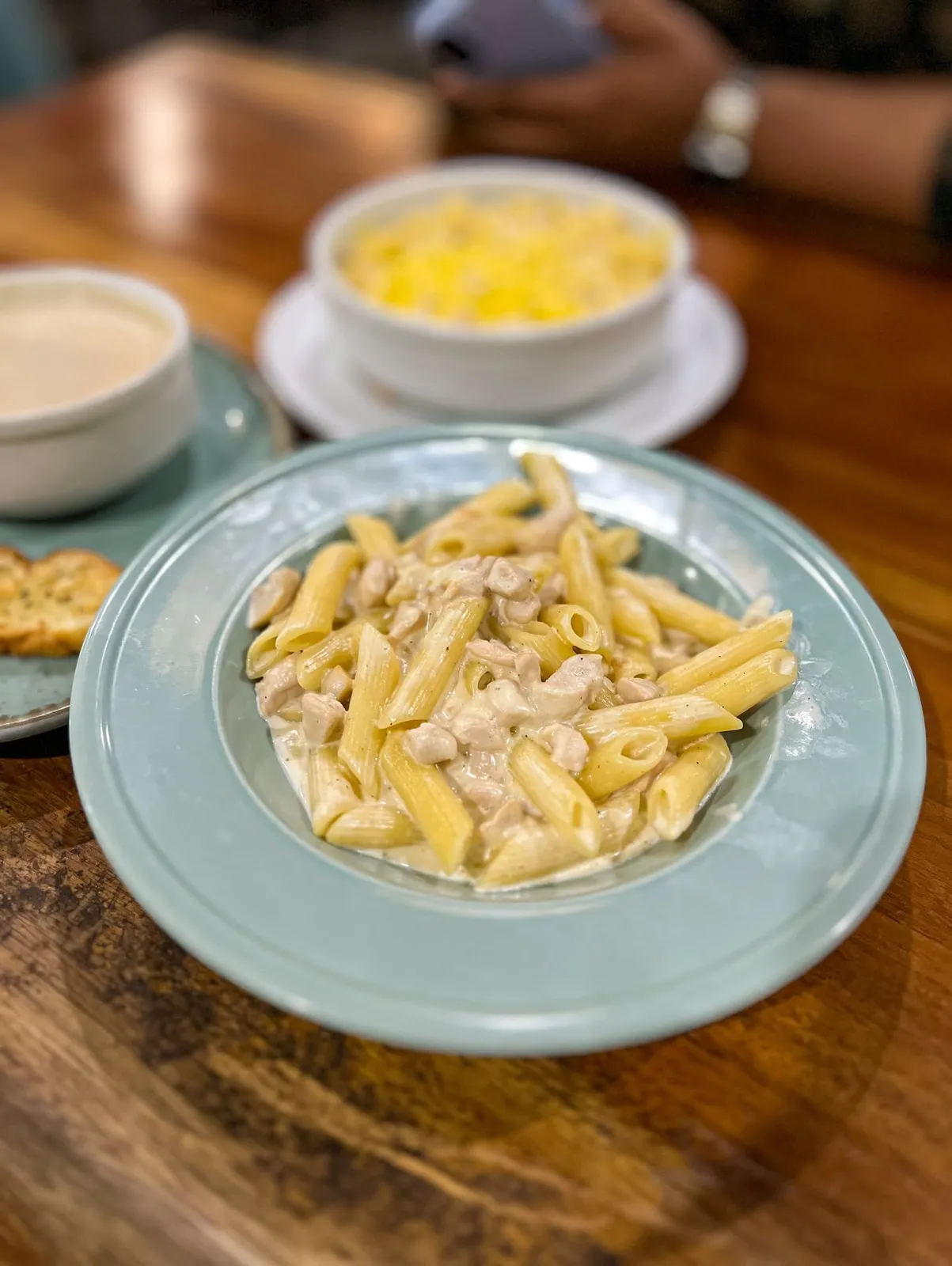 Penne with chicken in a cream sauce